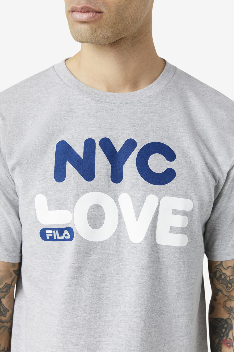 Grey Men's Fila Nyc Love T Shirts | QMBEYOaczk7