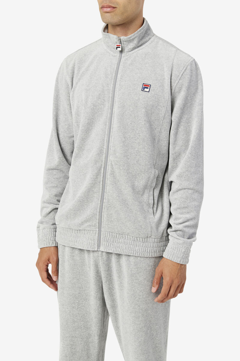 Grey Men's Fila O-fit Velour Jacket Tracksuits | zb79mUp2faA