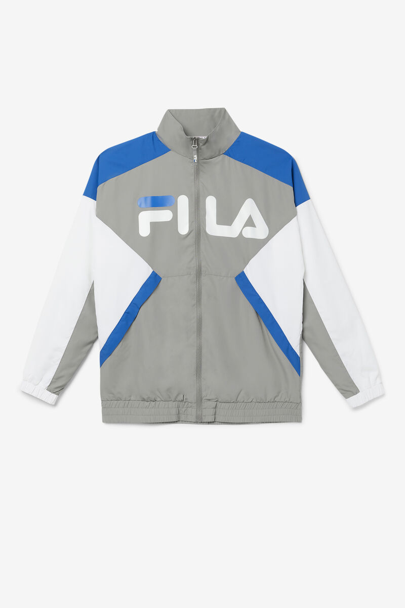 Grey / White / Blue Men\'s Fila Oliviero Wind Jacket Tracksuits | bbBd31Sozui