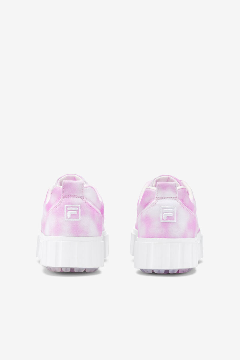 Lavender / White / White Women's Fila Sandblast Low Mottled Tie Dye Trainers | 1u56WETTLs5