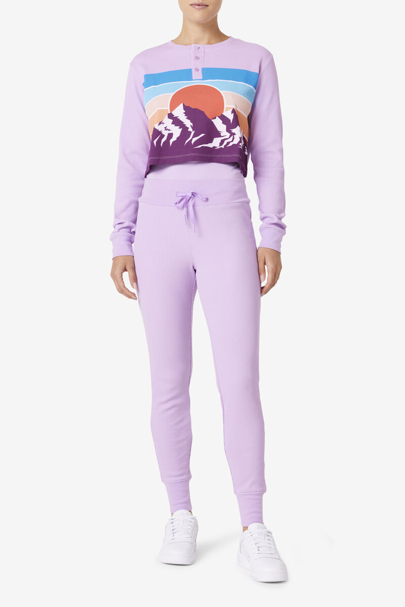 Lavender Women's Fila Liza Thermal Henley Tracksuits | EWuDHAZnrg2