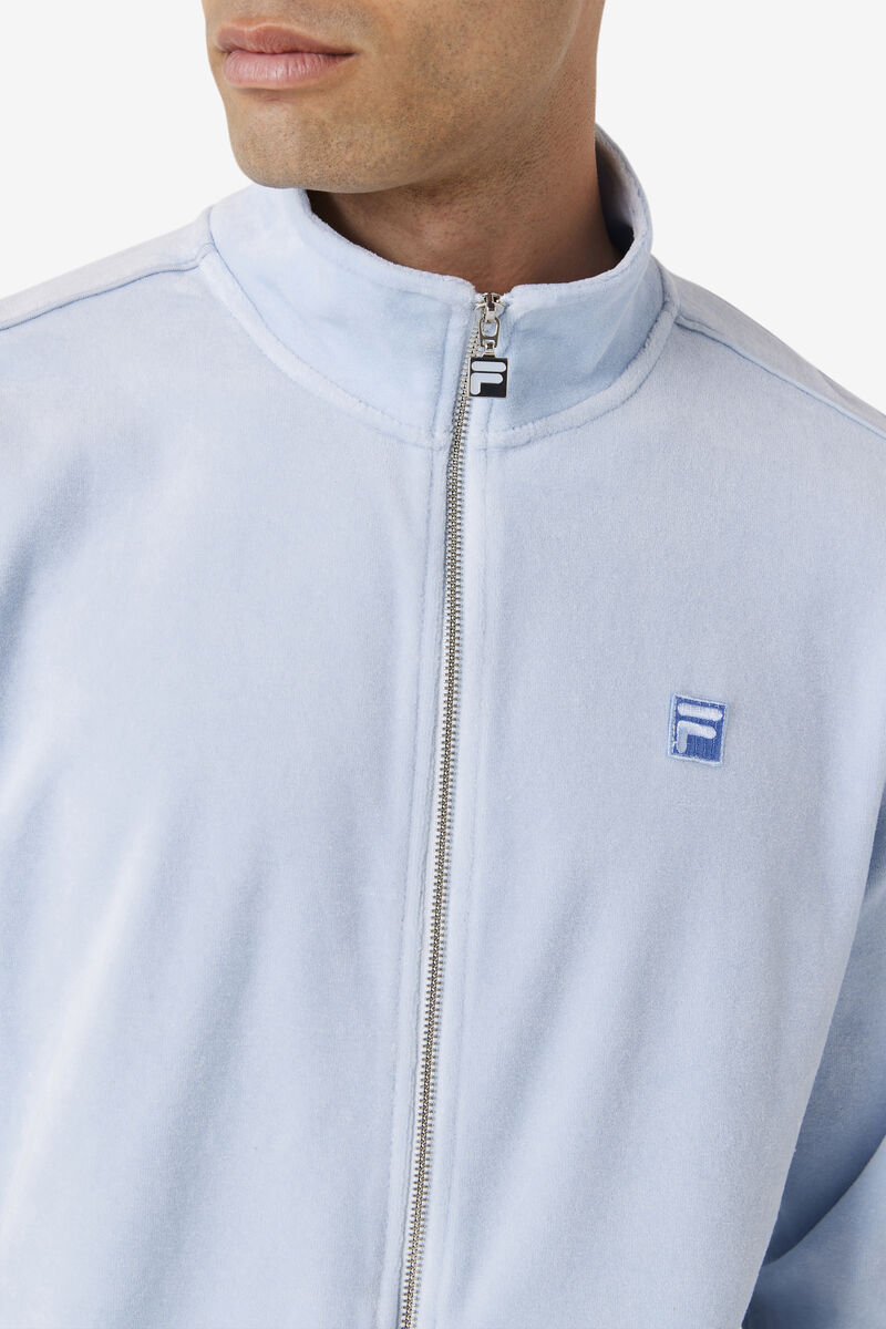 Light Blue Men's Fila Deverall Velour Jacket Jackets | ykWP3Acl16d