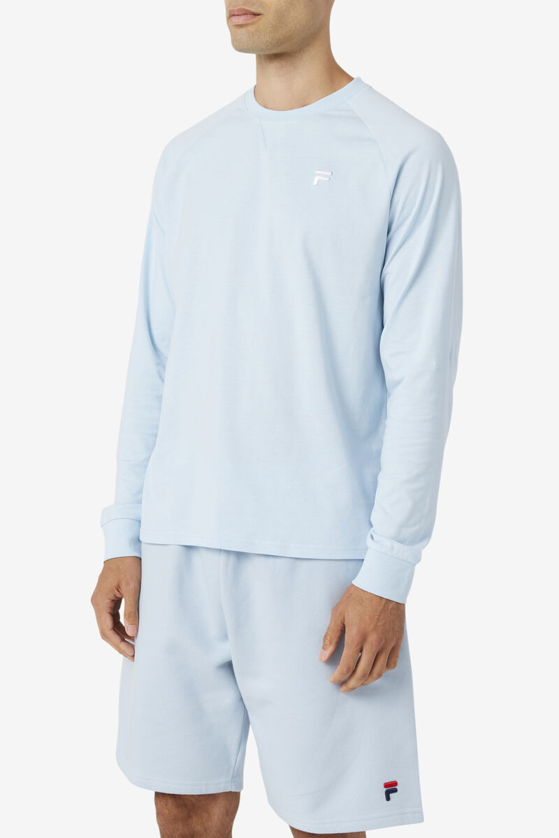 Light Blue Men's Fila Flynn Long Sleeve Shirt | tRoEhfmdwYt