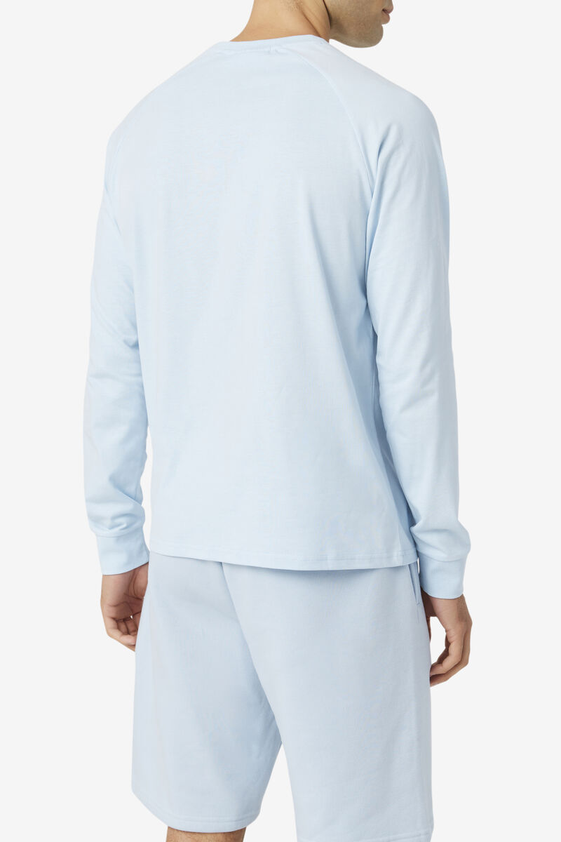 Light Blue Men's Fila Flynn Long Sleeve Shirt | tRoEhfmdwYt