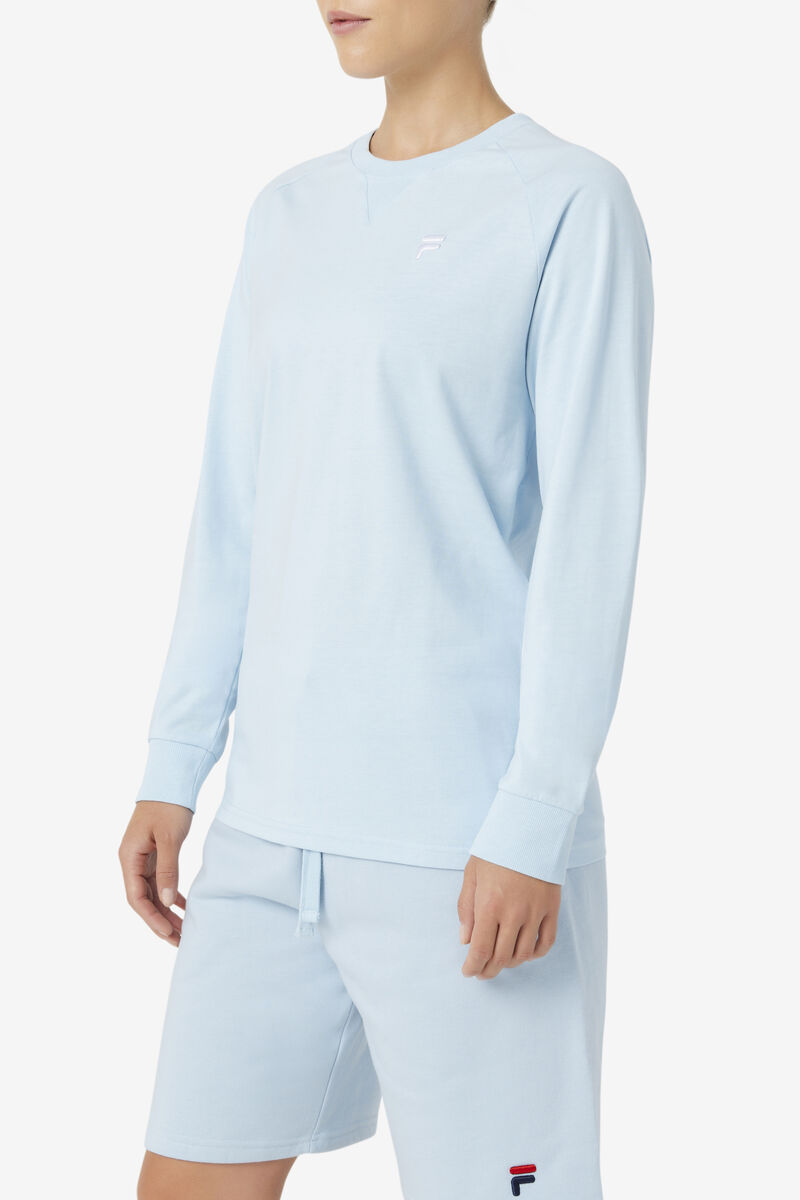 Light Blue Men's Fila Flynn Long Sleeve Shirt | tRoEhfmdwYt