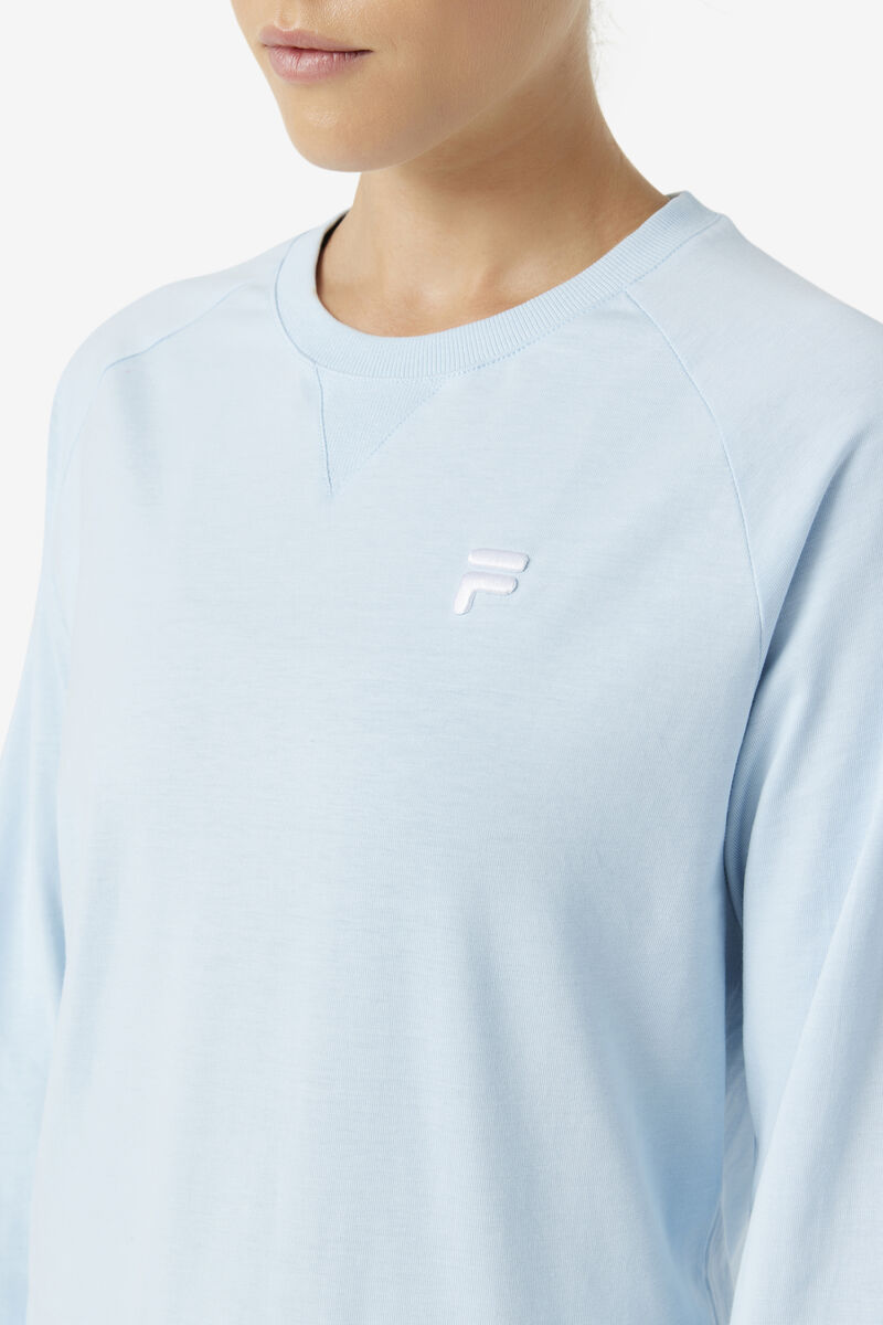 Light Blue Women's Fila Flynn Long Sleeve Shirt | 3nkWNz5R74L