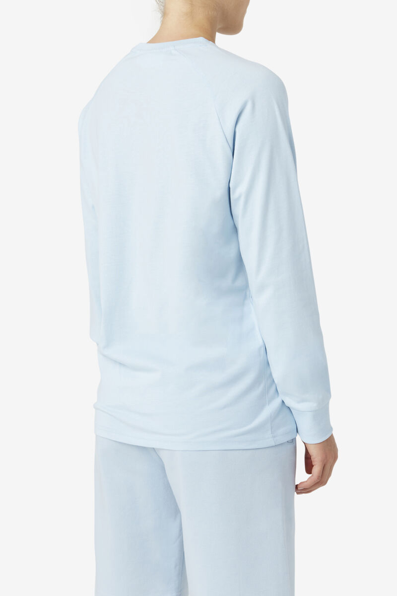 Light Blue Women's Fila Flynn Long Sleeve Shirt | 3nkWNz5R74L