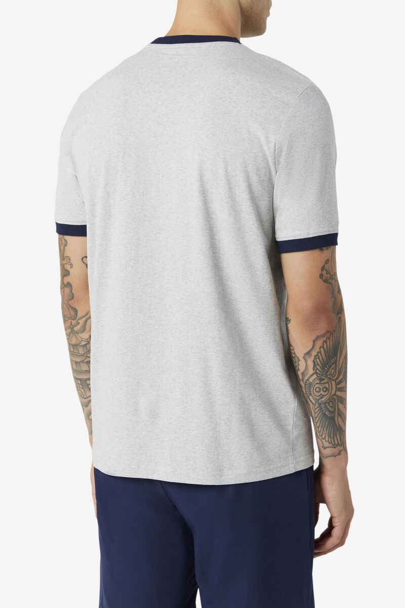 Light Grey Men's Fila Silver T Shirts | PVAjvlPXIZZ