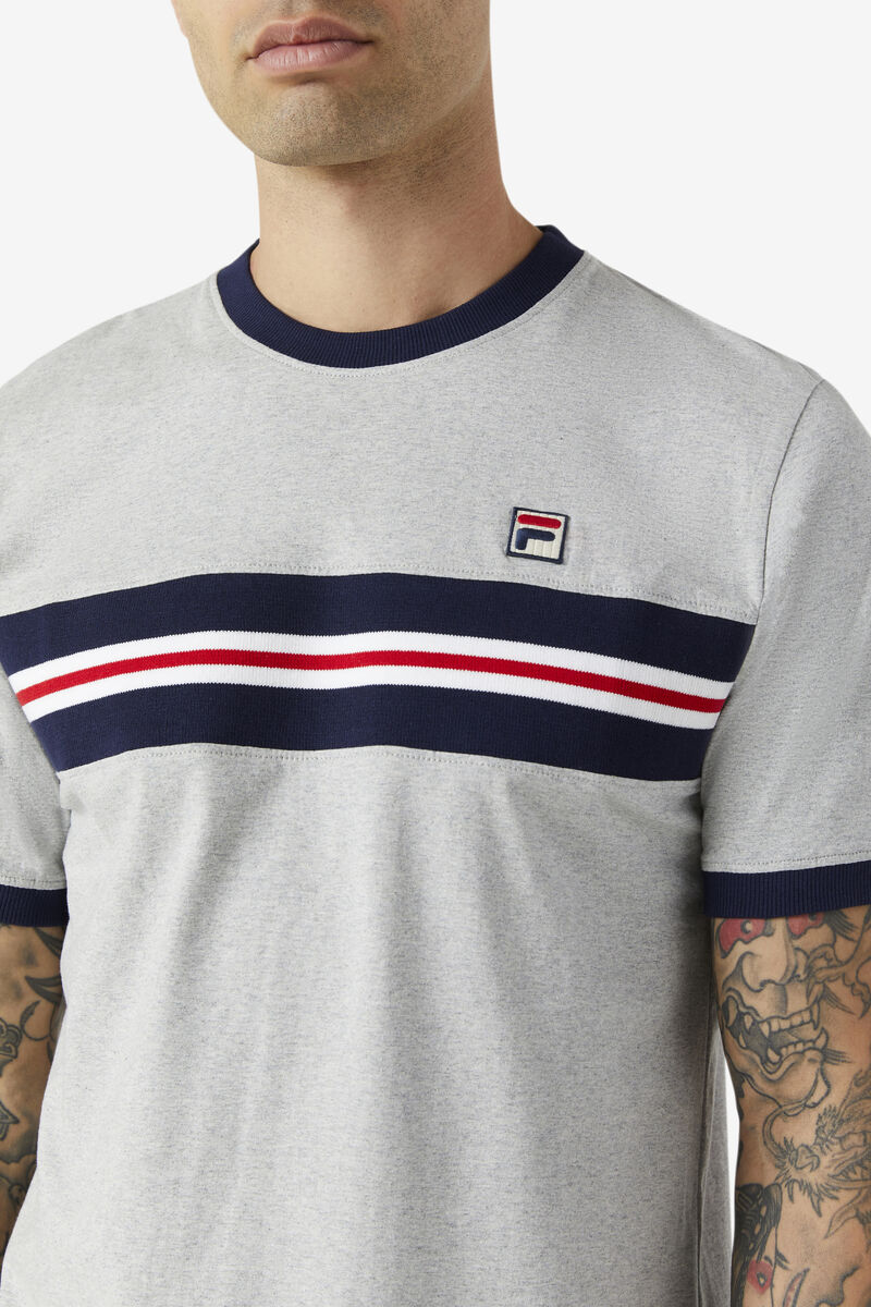 Light Grey Men's Fila Silver T Shirts | PVAjvlPXIZZ