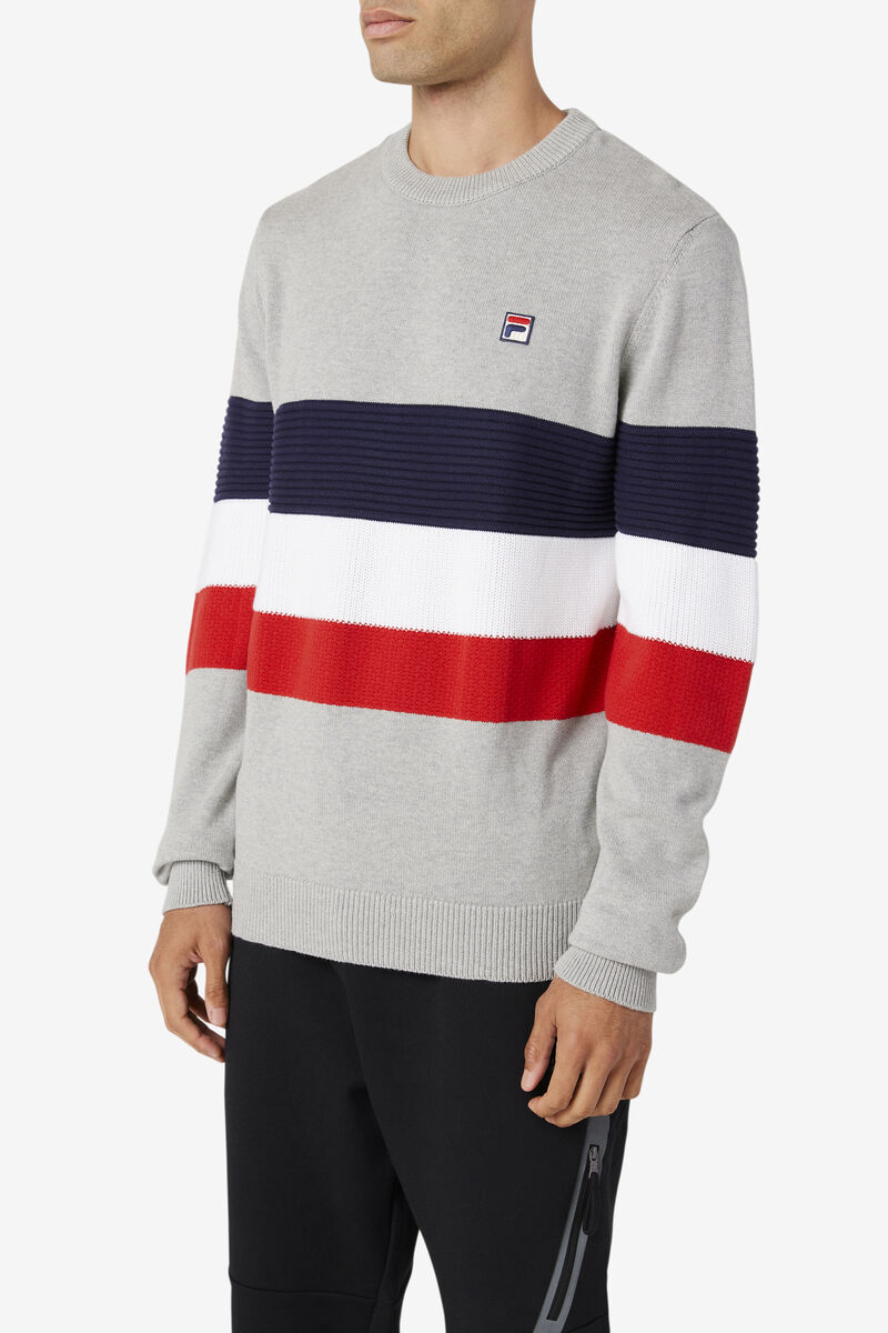 Light Grey / Navy / White Men's Fila Willkie Sweater Sweaters | eTmgDEYdQVF