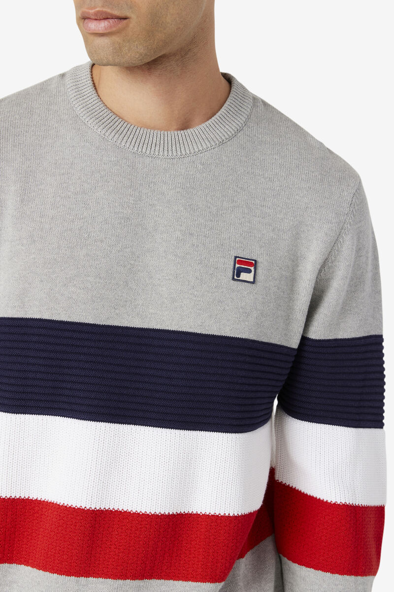 Light Grey / Navy / White Men's Fila Willkie Sweater Sweaters | eTmgDEYdQVF