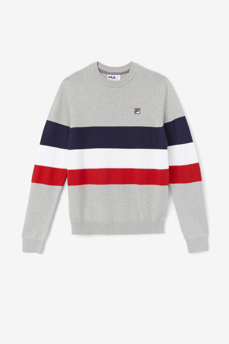 Light Grey / Navy / White Men\'s Fila Willkie Sweater Sweaters | eTmgDEYdQVF