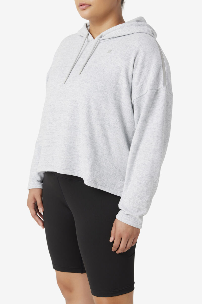 Light Grey Women's Fila Fi-lux Cropped Hoodie Hoodies | ssWHwRewW8x