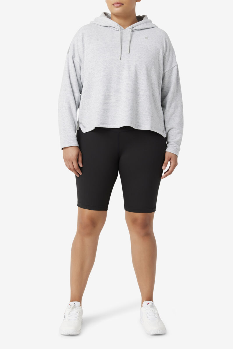 Light Grey Women's Fila Fi-lux Cropped Hoodie Hoodies | ssWHwRewW8x