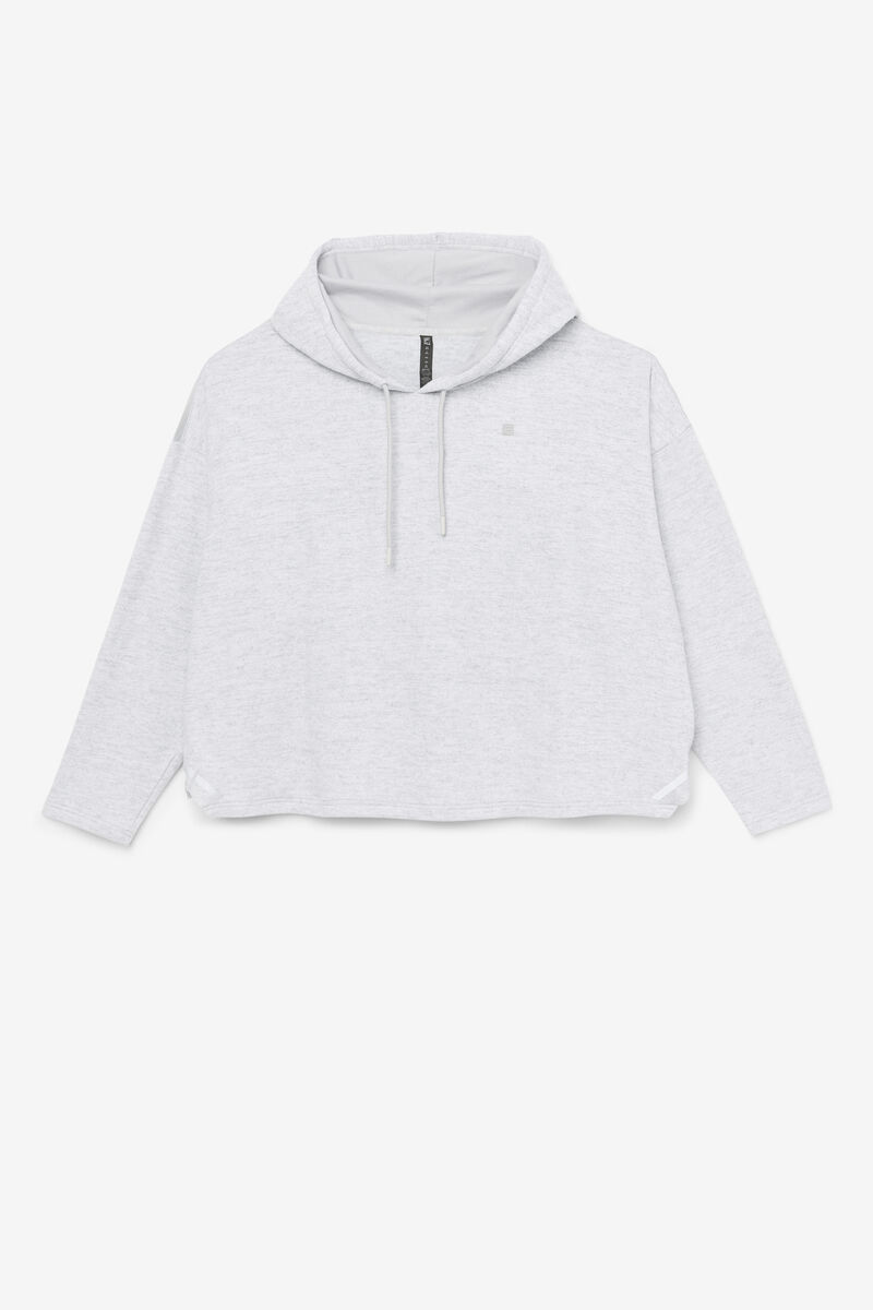 Light Grey Women\'s Fila Fi-lux Cropped Hoodie Hoodies | ssWHwRewW8x