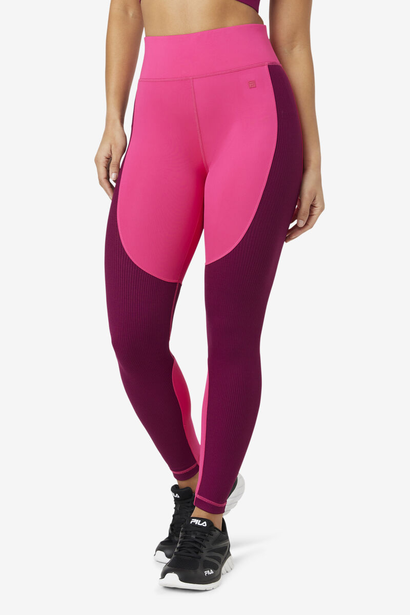 Light Pink / Purple Women's Fila Forza Textured Long Legging Leggings | 9SM2hQ6QO6o