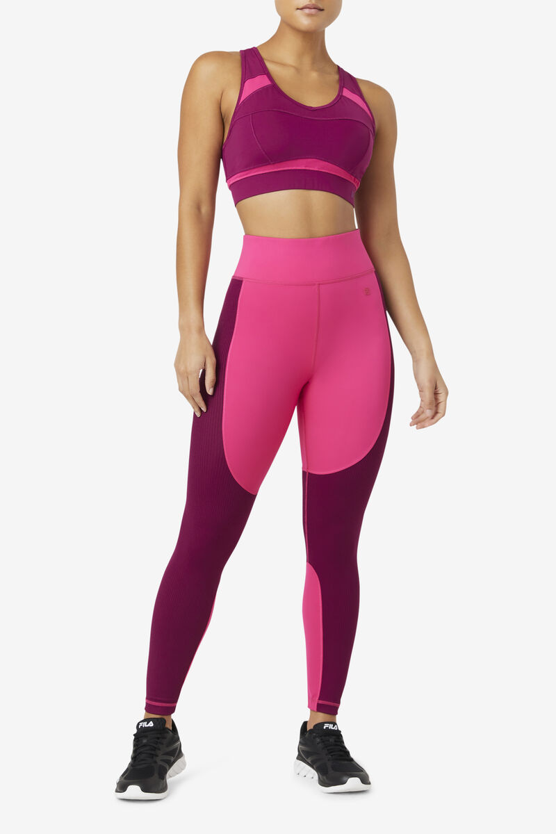 Light Pink / Purple Women's Fila Forza Textured Long Legging Leggings | 9SM2hQ6QO6o