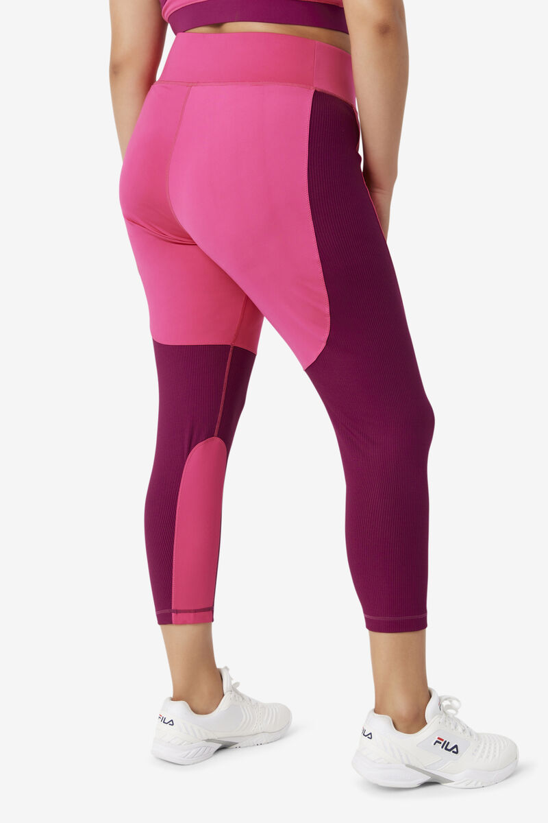 Light Pink / Purple Women's Fila Forza Textured Long Legging Leggings | mKwJcKtRhVB