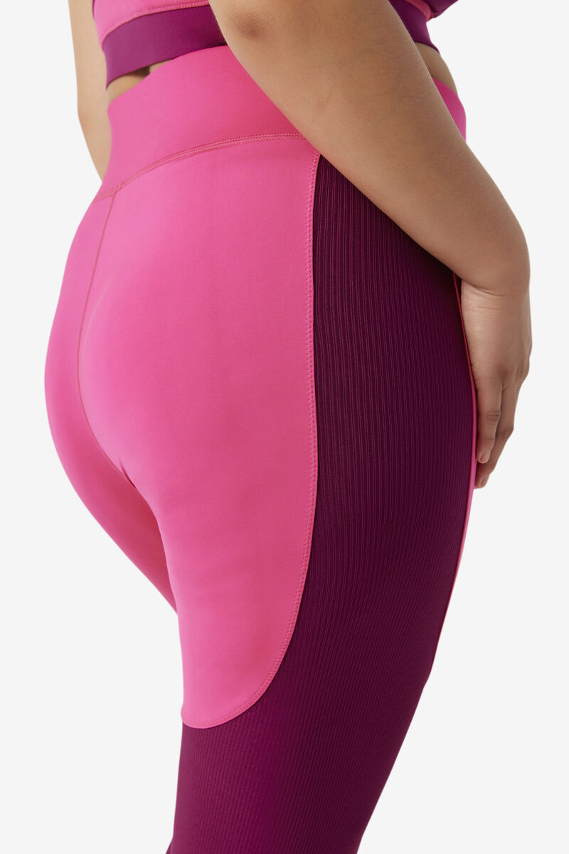 Light Pink / Purple Women's Fila Forza Textured Long Legging Leggings | mKwJcKtRhVB