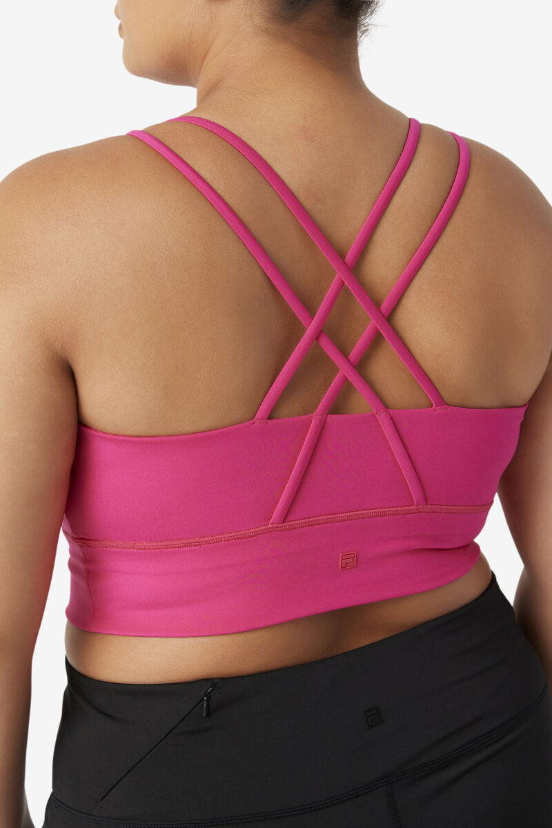 Light Pink Women's Fila Uplift Cross Back Bra Top Sports Bra | GKvHOlet9QD