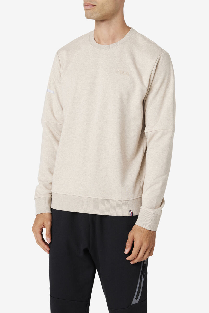 Light Yellow Men's Fila Commuter Crew Sweatshirts | uWeMevZfnn9