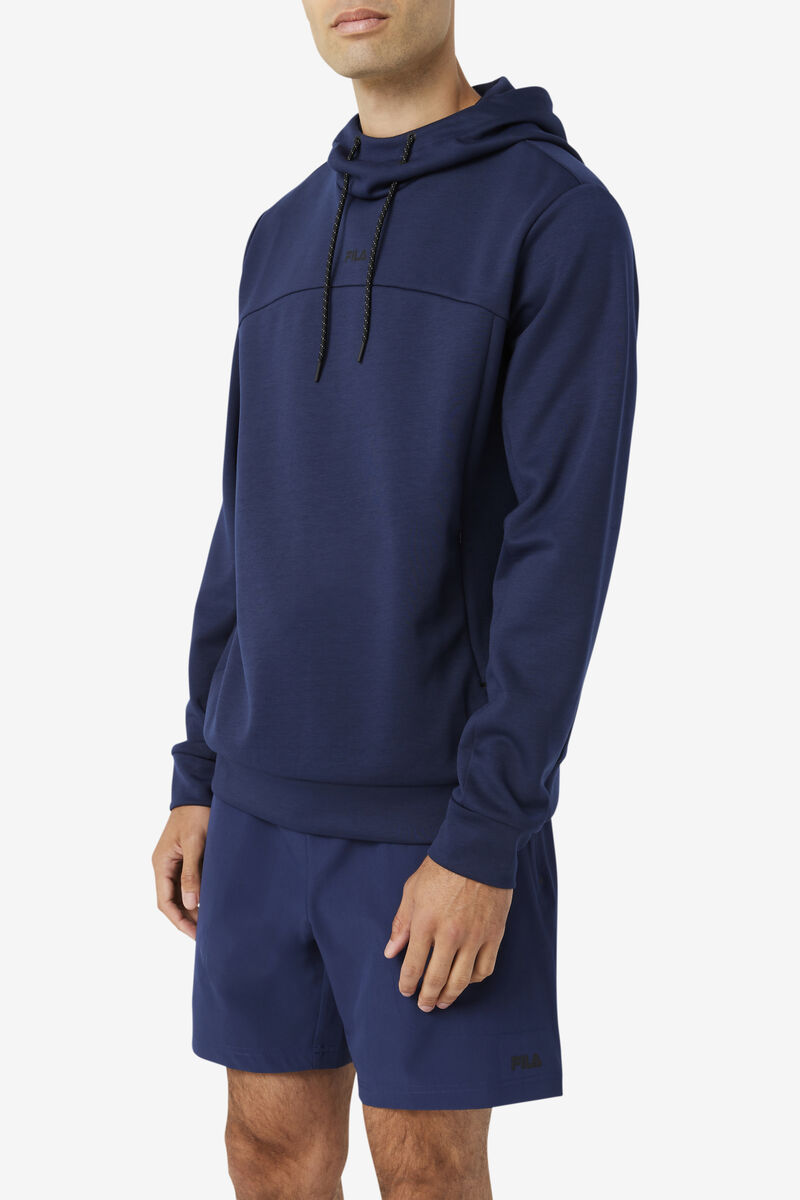 Navy / Black Men's Fila Aadheen Hoodie Hoodies | tNdnXbrkpgO