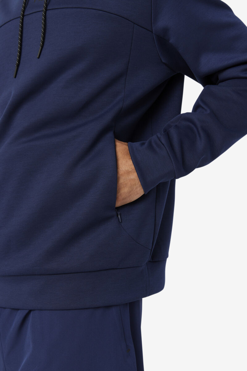 Navy / Black Men's Fila Aadheen Hoodie Hoodies | tNdnXbrkpgO