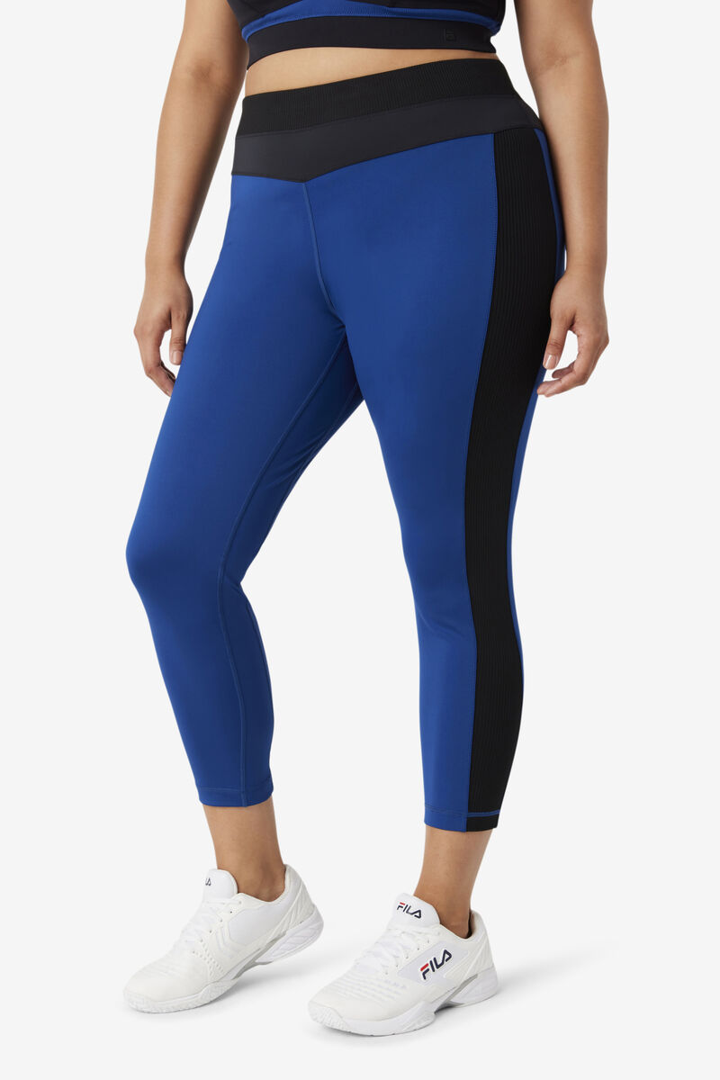 Navy / Black Women's Fila Forza Texture High Waist Legging Leggings | BSZxAe4ge9q