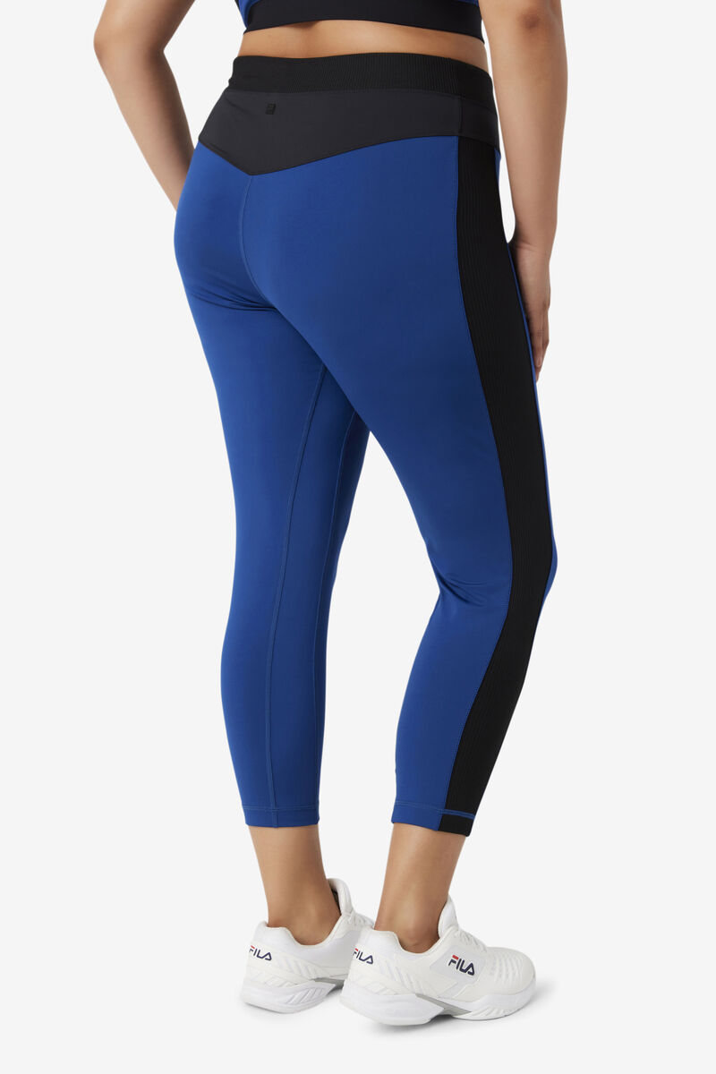 Navy / Black Women's Fila Forza Texture High Waist Legging Leggings | BSZxAe4ge9q