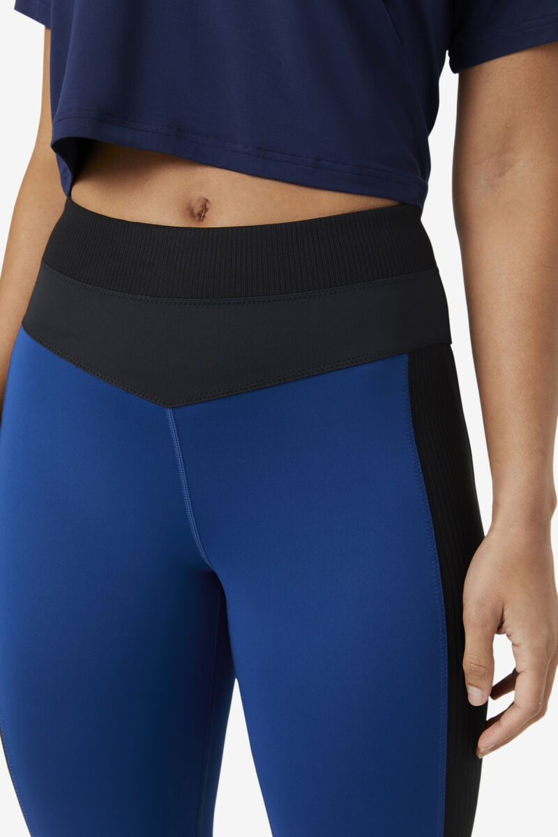 Navy / Black Women's Fila Forza Texture High Waist Legging Leggings | fxJUngdqlkn