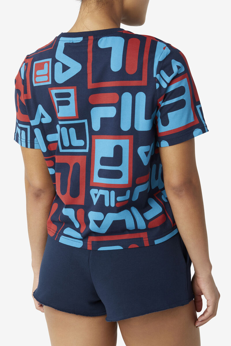 Navy / Blue / Red Women's Fila Josephine T Shirts | Nb3TrSsmtHB