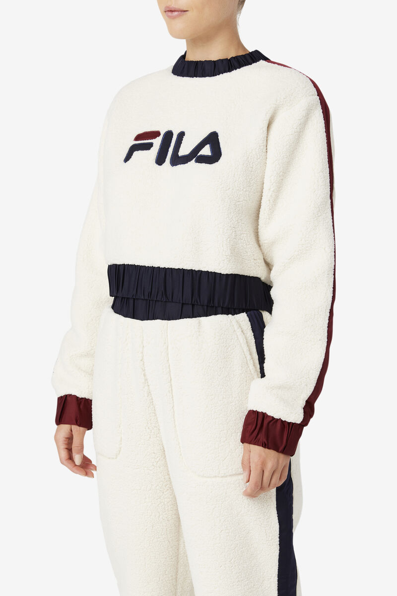 Navy / Brown Women's Fila Tabitha Crewneck Tracksuits | UbuN7NpQYdh