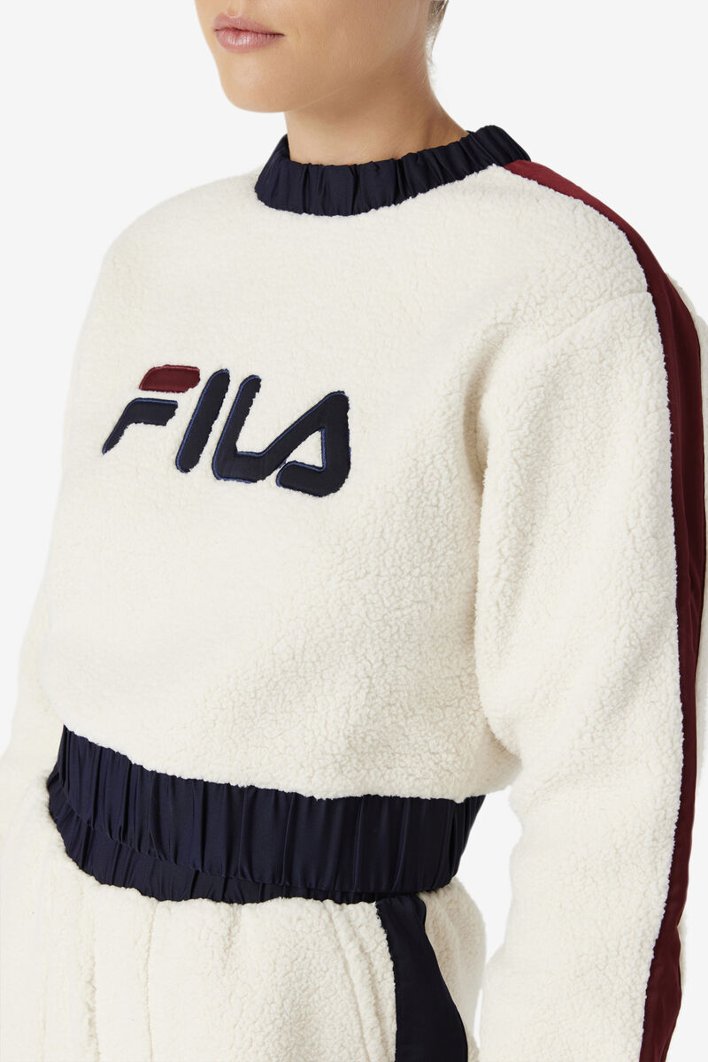 Navy / Brown Women's Fila Tabitha Crewneck Tracksuits | UbuN7NpQYdh