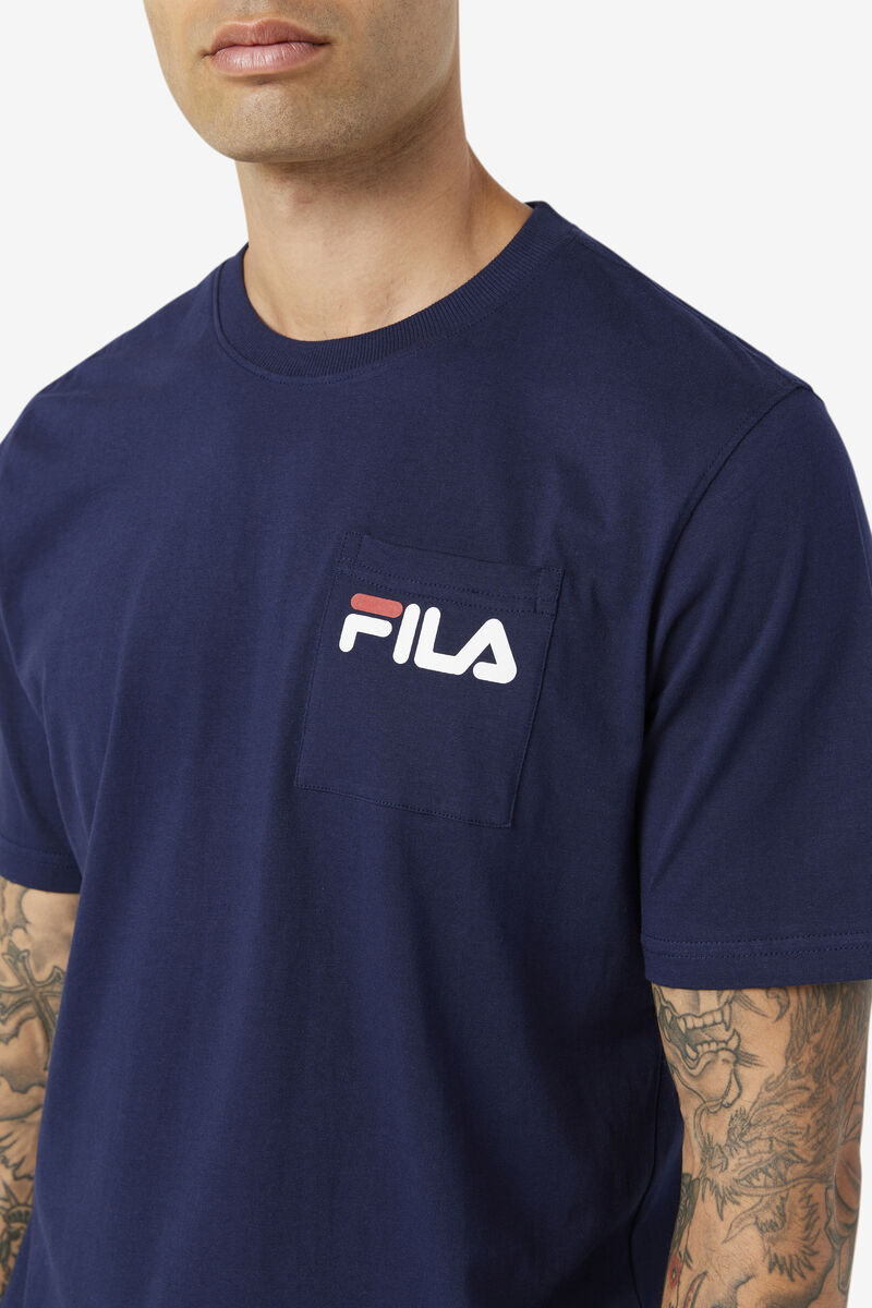 Navy Men's Fila Curtis Pocket T Shirts | lfgXAJa3XS1