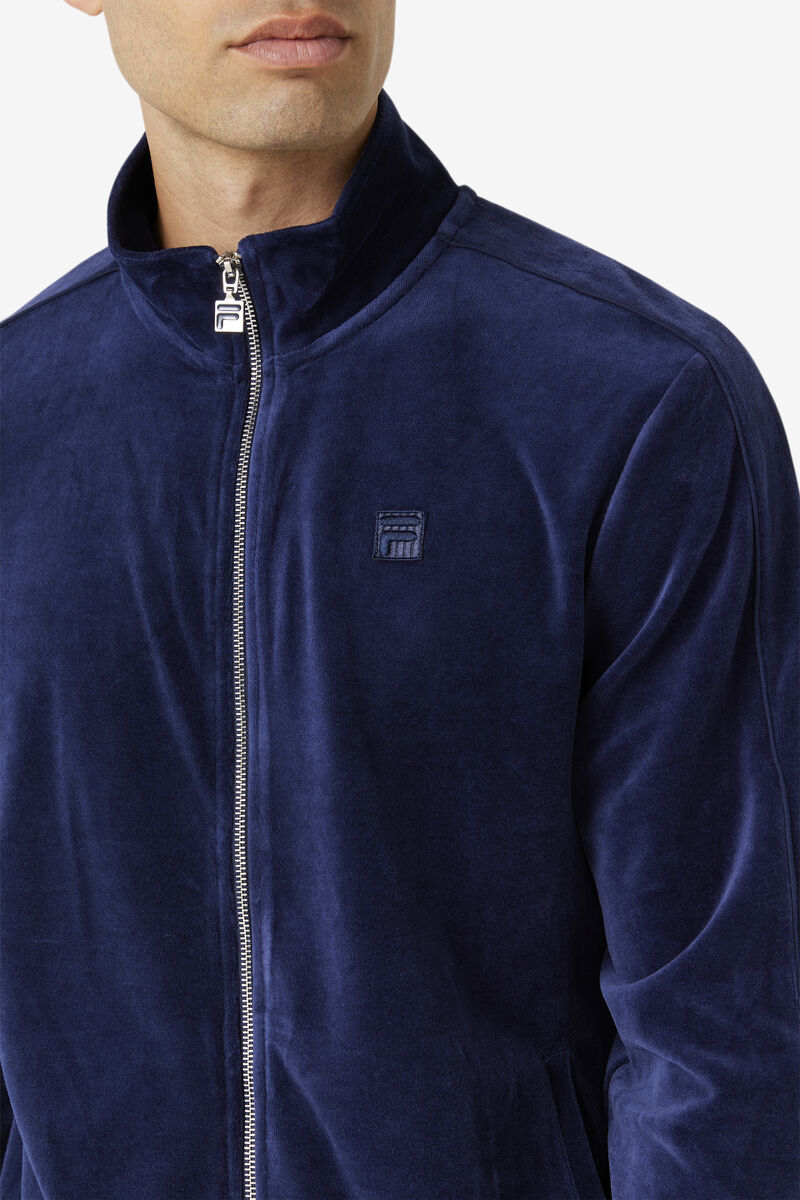 Navy Men's Fila Deverall Velour Jacket Tracksuits | CQs1CRWhzx7