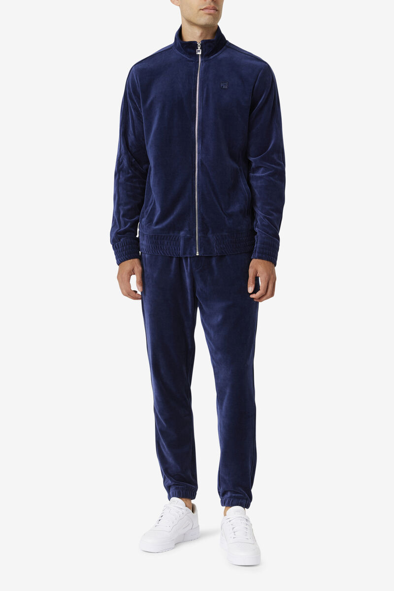 Navy Men's Fila Deverall Velour Pant Tracksuits | FRERZmDLItd