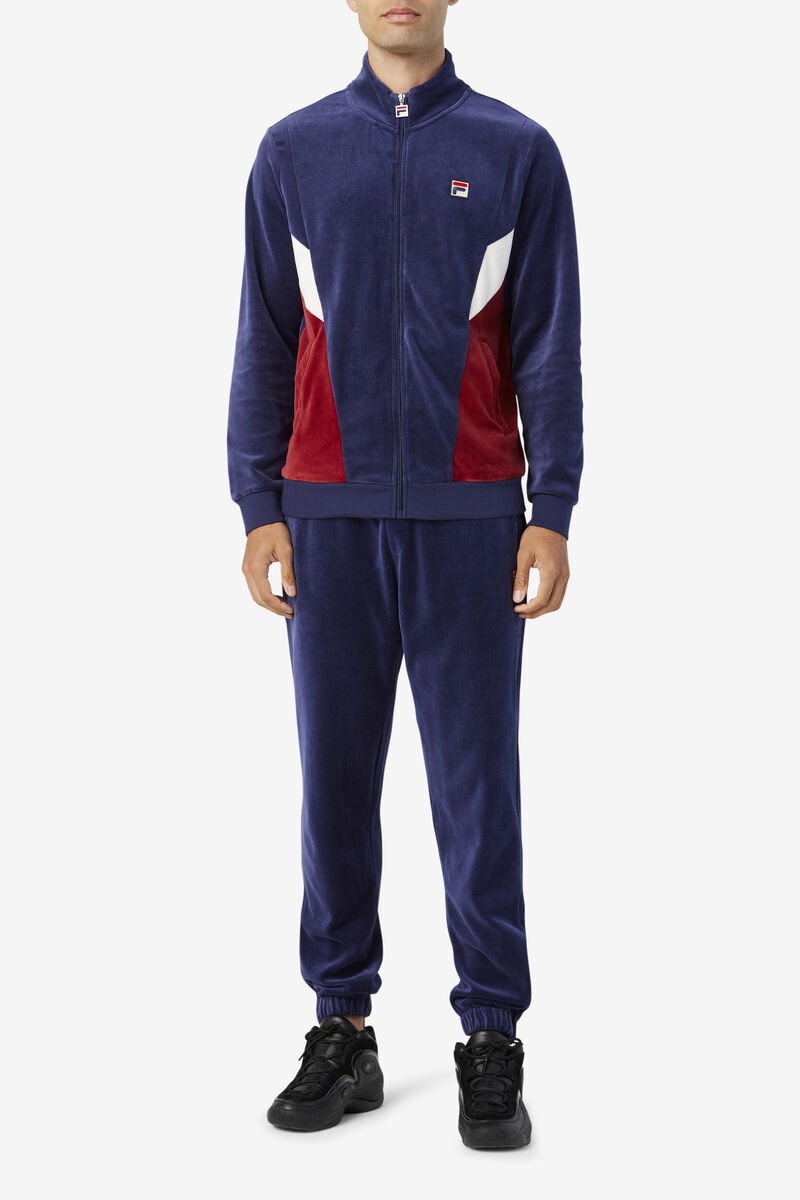 Navy Men's Fila Dortmund Velour Jogger Tracksuits | bQi6hQY1Hh2