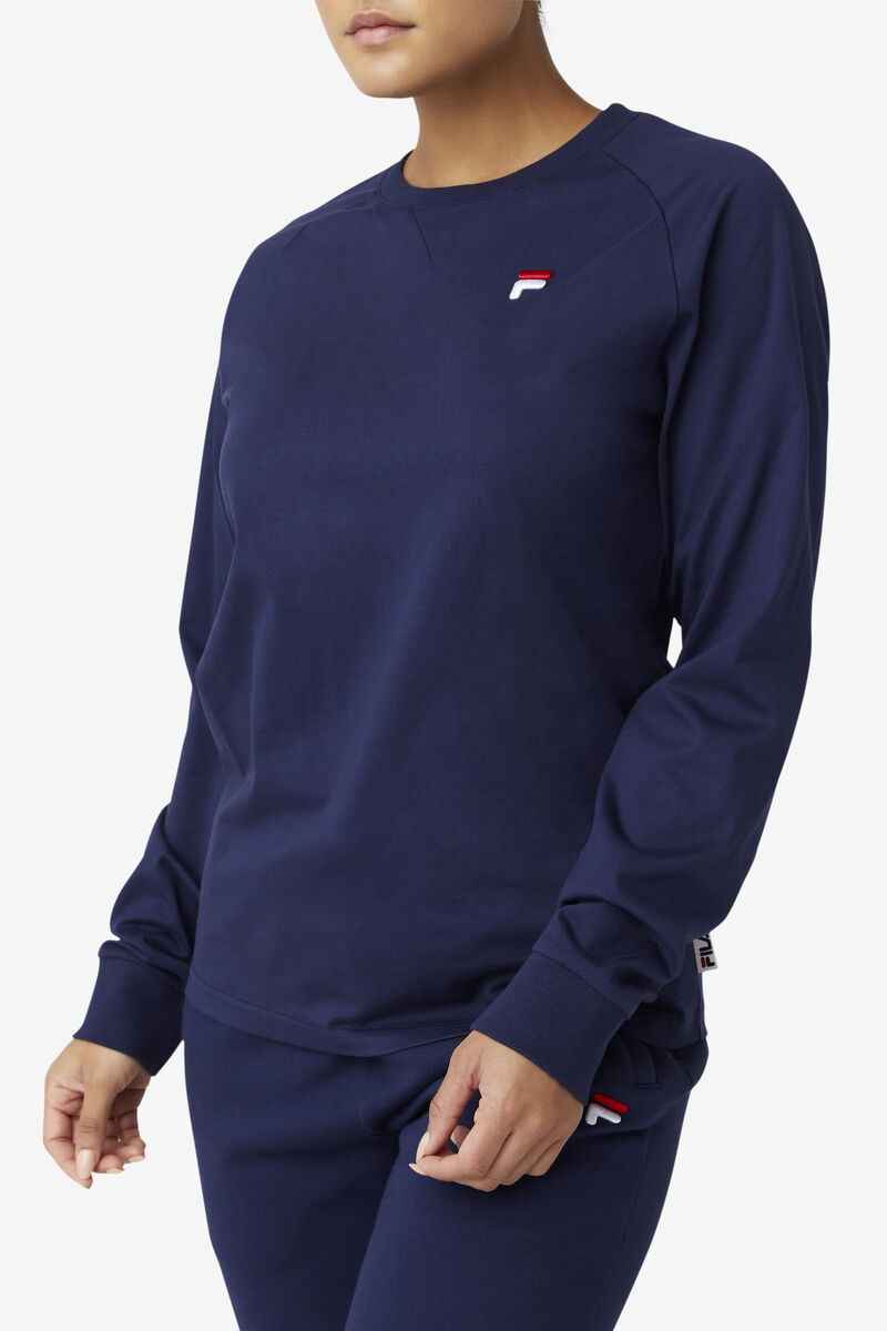 Navy Men's Fila Flynn Long Sleeve Shirt | acFK4rrBXU6