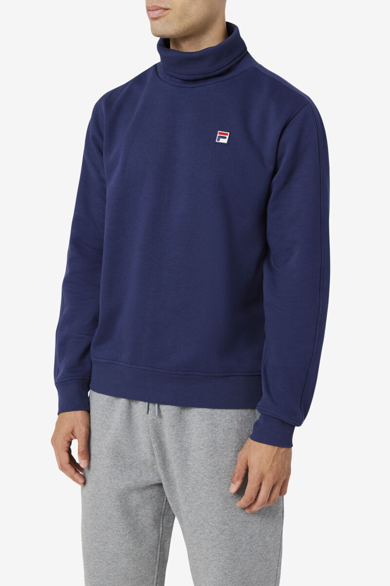 Navy Men's Fila Noah Fleece Turtleneck Sweatshirts | 6dQD7kJcbkr