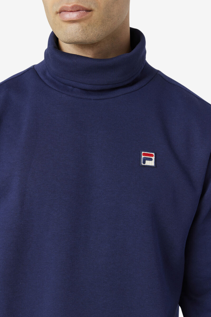 Navy Men's Fila Noah Fleece Turtleneck Sweatshirts | 6dQD7kJcbkr