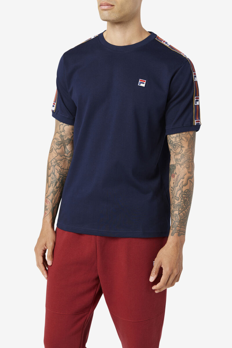 Navy Men's Fila Oliver T Shirts | CtCknpeM9wg