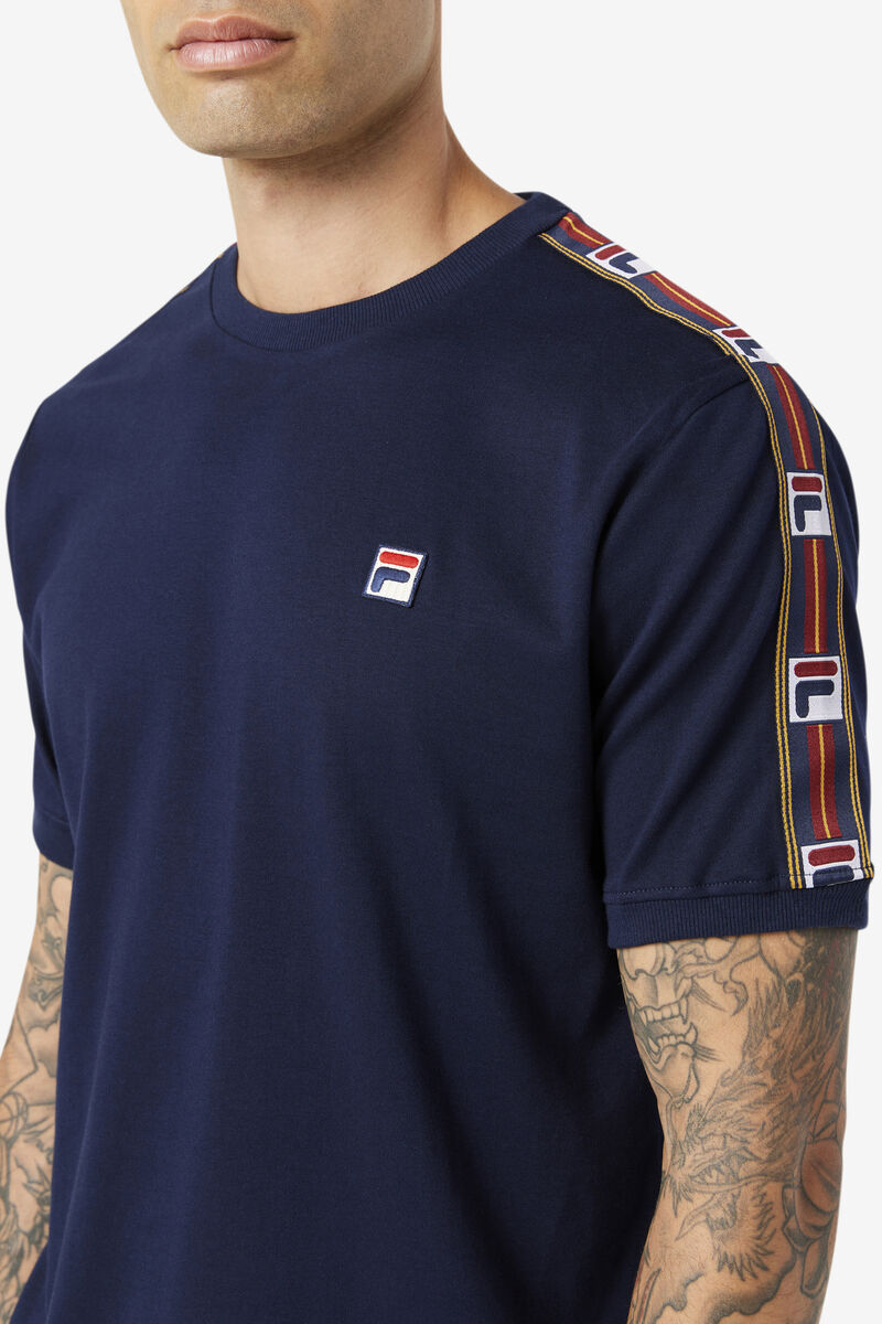 Navy Men's Fila Oliver T Shirts | CtCknpeM9wg