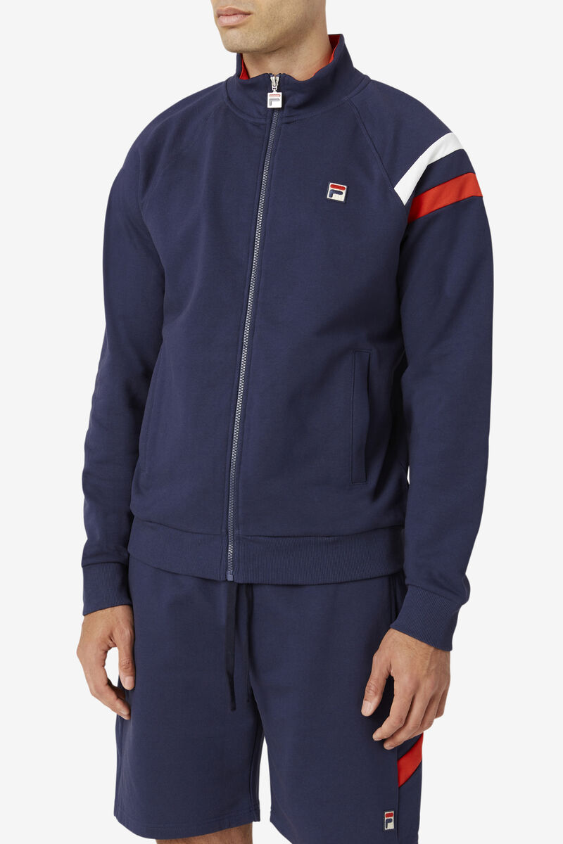 Navy Men's Fila Stance Track Jacket Jackets | I6Ohy29VO3h