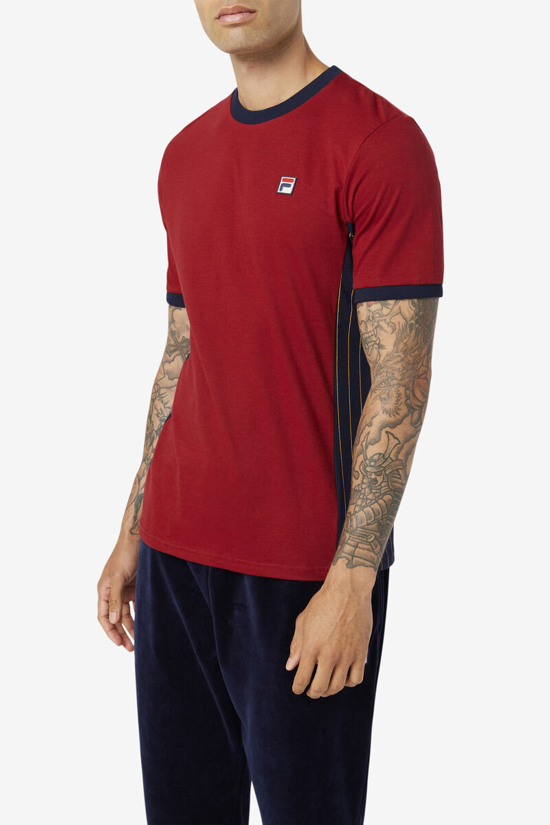 Navy Men's Fila Warner T Shirts | uYTSNYTgWwH