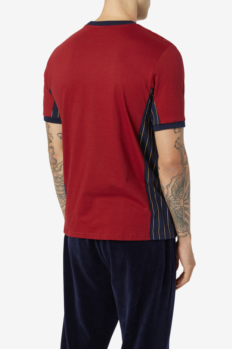 Navy Men's Fila Warner T Shirts | uYTSNYTgWwH