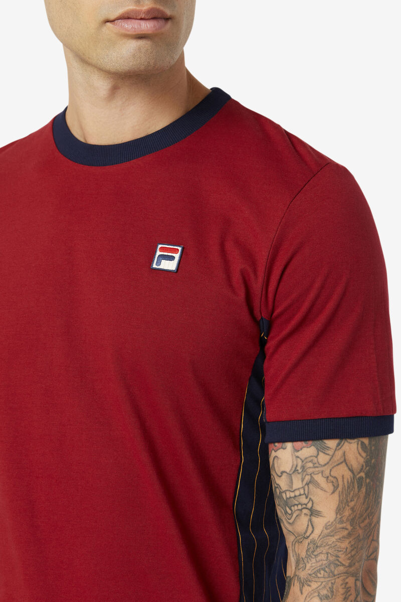 Navy Men's Fila Warner T Shirts | uYTSNYTgWwH