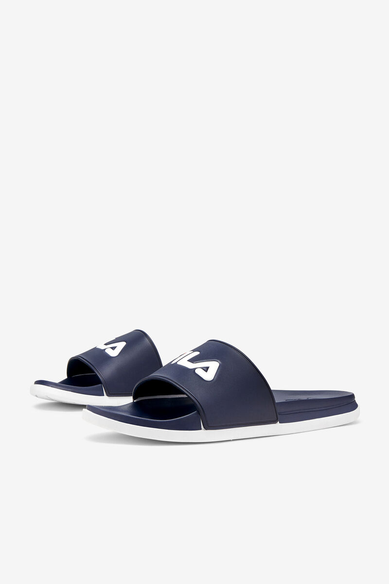 Navy / Navy / White Men's Fila Drifter Luxe Sandals | TJSECgVXSkg