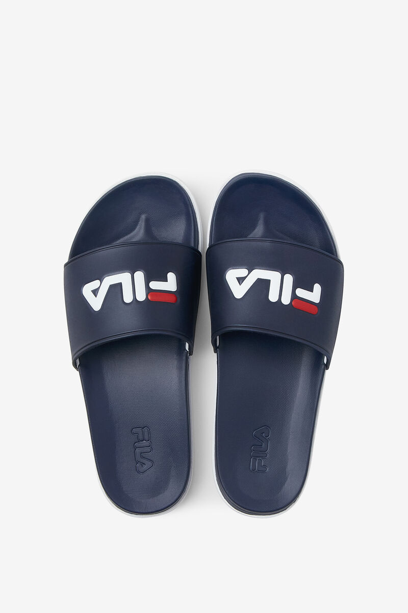 Navy / Navy / White Men's Fila Drifter Luxe Sandals | TJSECgVXSkg