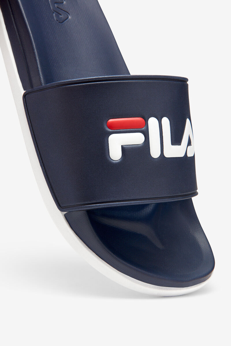 Navy / Navy / White Men's Fila Drifter Luxe Sandals | TJSECgVXSkg