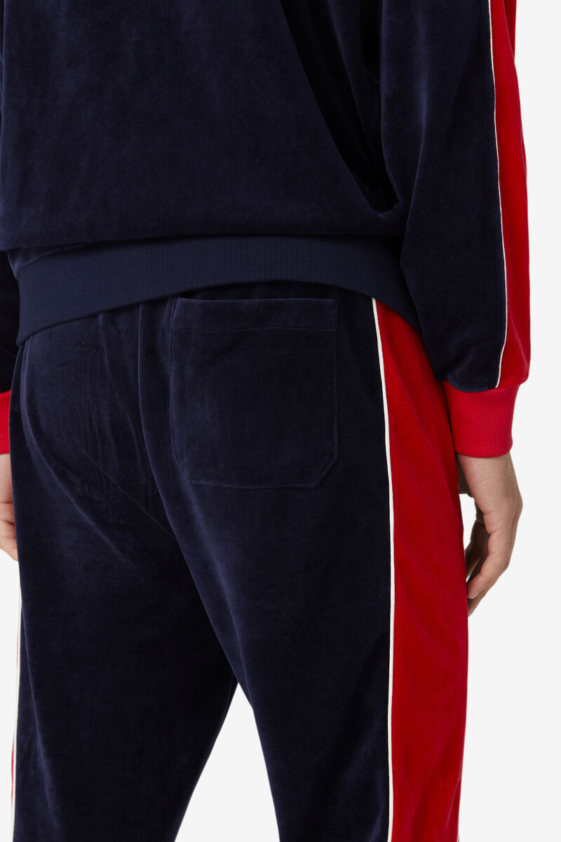 Navy / Red Men's Fila Cima Velour Pant Pants | nJJX7pMLwej